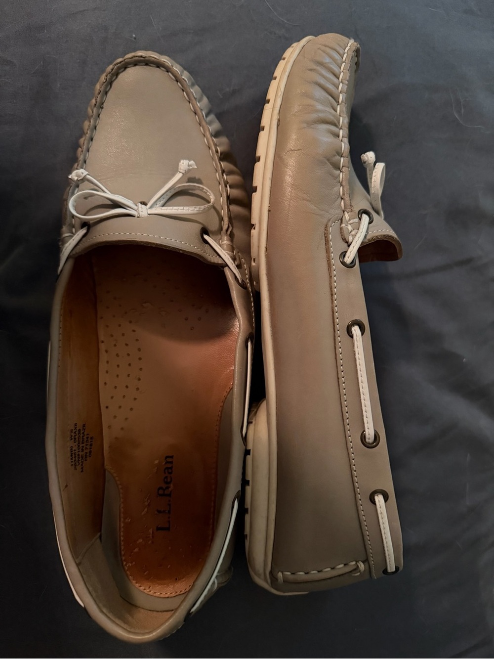 L.L. Bean Women’s Taupe/Beige Leather Moccasin Driving Shoes